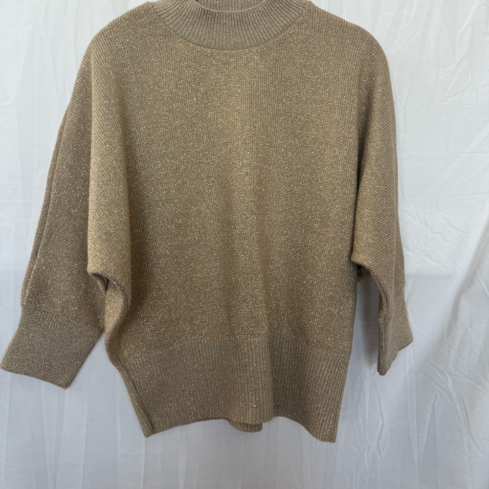 Vintage Lew Magram 80s Dolman Sleeve Gold Sweater Large